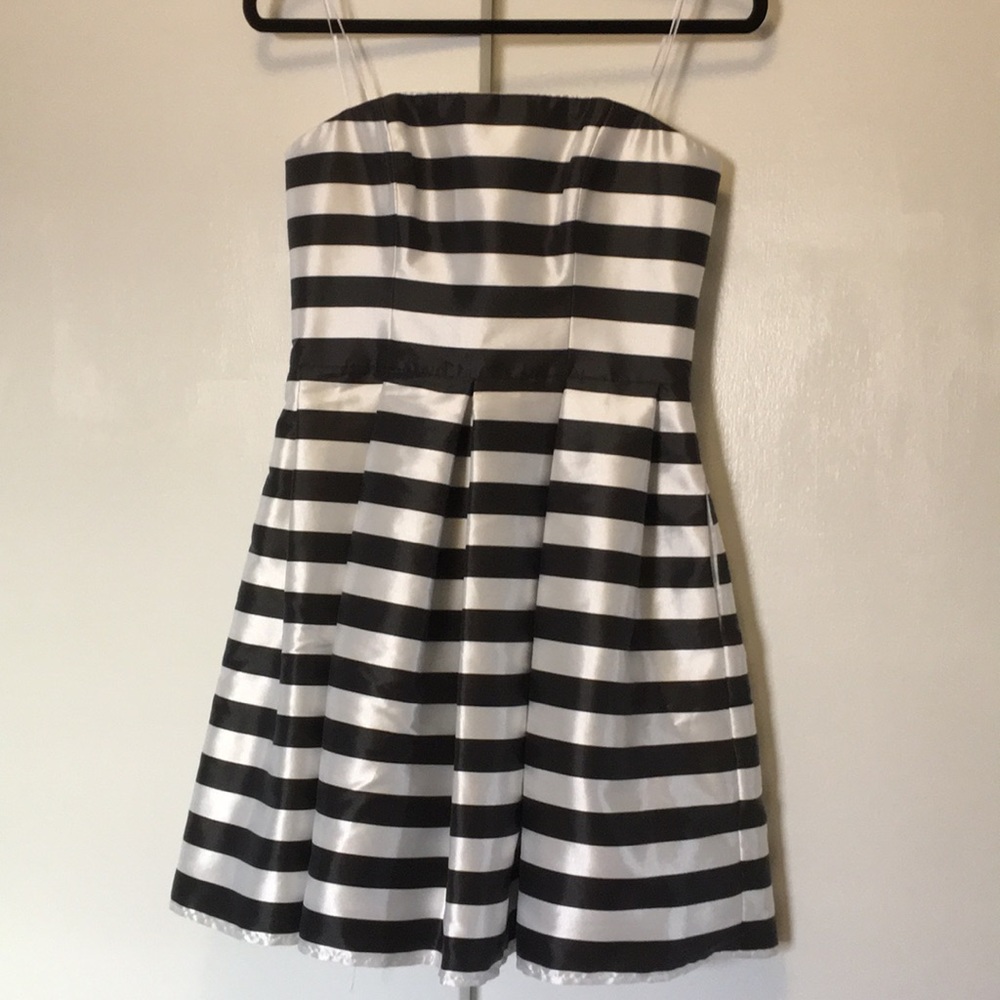 ABS striped strapless party dress, size 6, NWT